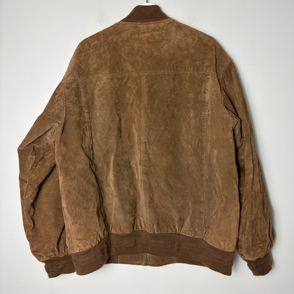 Croft and Barrow Leather Bomber Full Zip Brown Jacket Men's Large - Picture 2 of 11